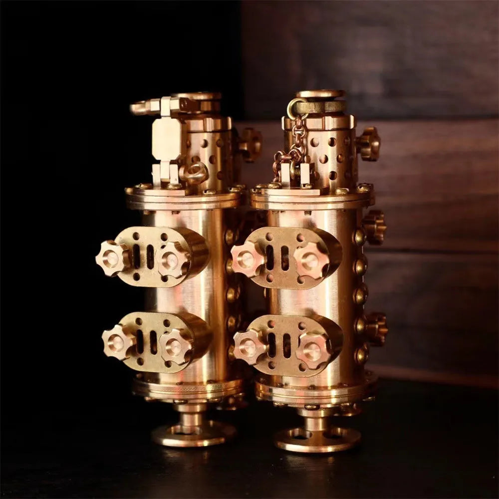 All copper handmade kerosene lighter with brass colour, mechanical punk style, shaft even design