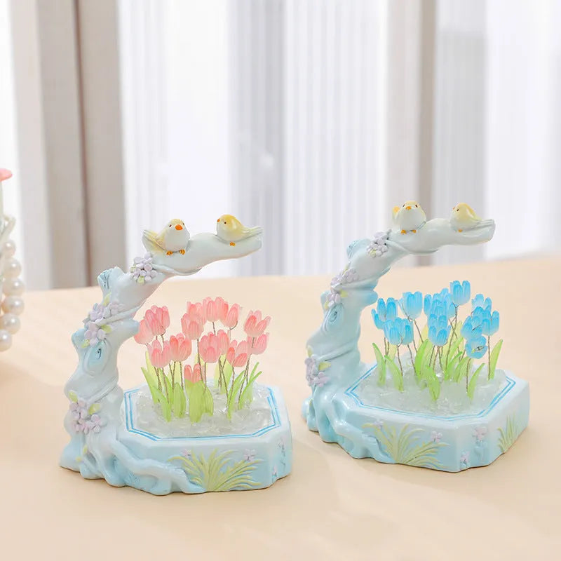 Creative desktop resin tulip night light DIY material package 10cm flower shape modern simplicity six colour options