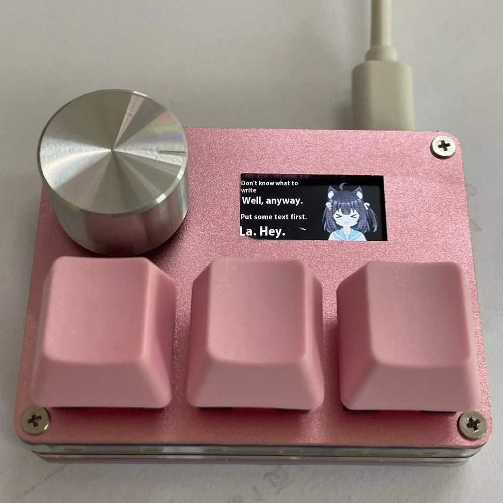Magnetic axis numeric keyboard with programmable knob and colour screen in black, pink, silver, or white