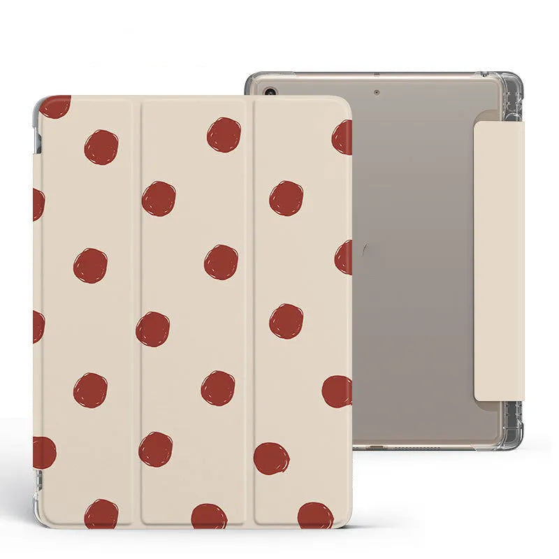 Flip tri-fold tablet case for iPad in wave point pattern with optional pen slot