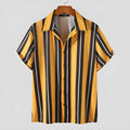 Men's soft cotton loose fit short sleeve casual shirt in yellow for summer streetwear