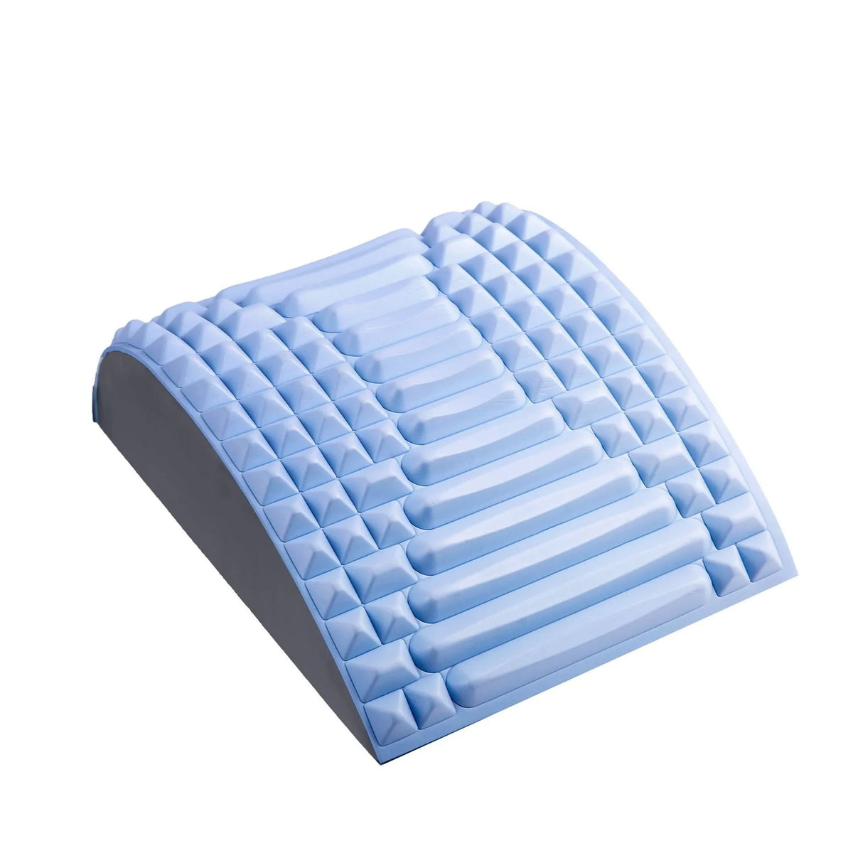 Blue back stretcher pillow for lumbar support with acupressure massage function