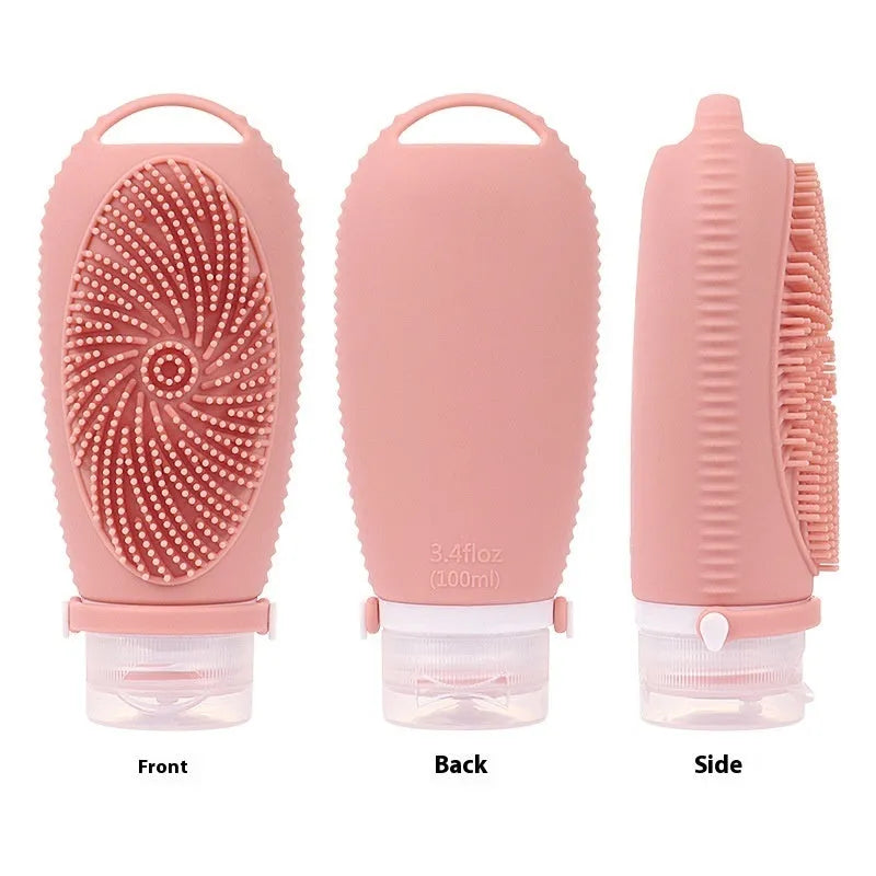 Creative silicone bath brush storage bottle with 100ml capacity available in eight different colours