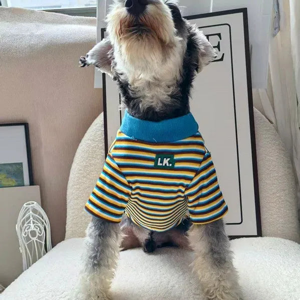 Warm cute striped polyester pet coat for dogs in red, size S to XL