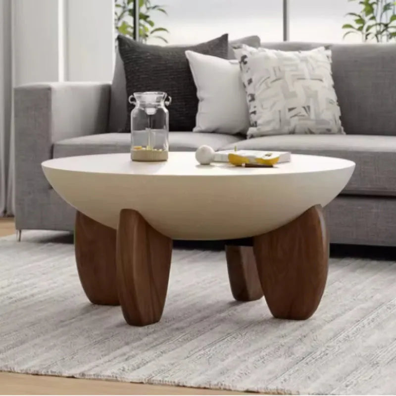 White solid wood adjustable height coffee table with storage compartment.