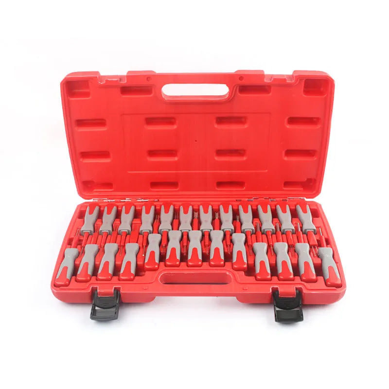 25-piece automotive terminal removal tool set for electrical connector disassembly