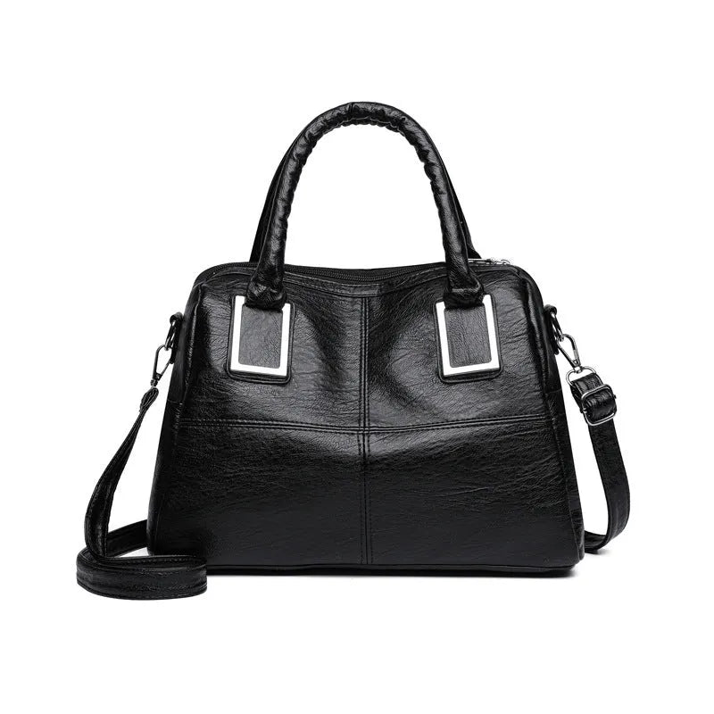 Women's horizontal square shoulder bag in neutral colour with phone pocket and file compartment