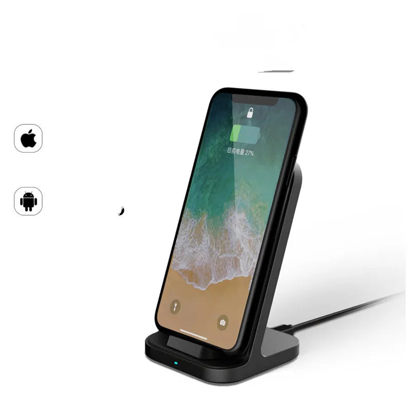 Dark grey vertical wireless charging base for Apple iPhone models with 10W output