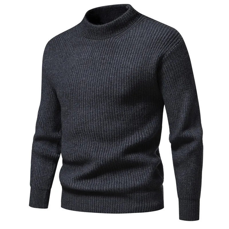 Men's casual knitted slim fit sweater in dark grey, blue or light brown, sizes M to XXXL