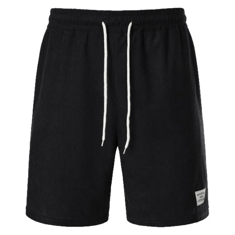 Tied corduroy fifth-length sports pants in breathable polyester, S-2XL, eight colours, no padding