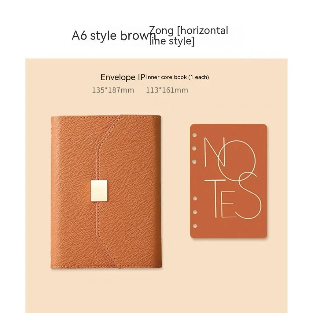 Business advanced loose leaf notebook with brown PU cover in gift box set