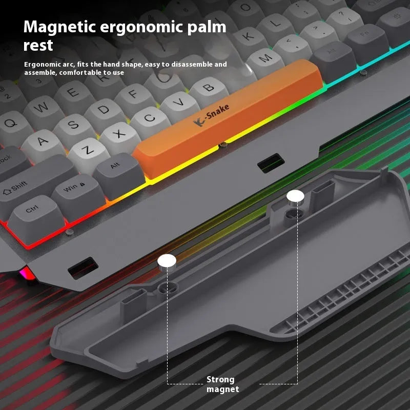 Blue and grey gaming keyboard and mouse set with colourful backlight illumination