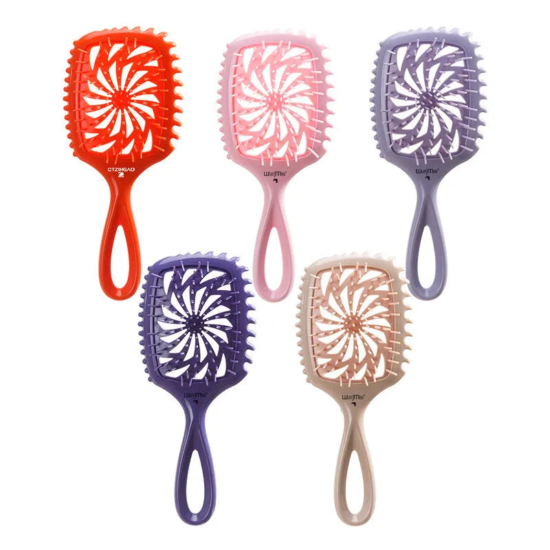 Whirlwind hollow hairdressing comb in dark purple made from ABS and TPEE materials over 20cm long
