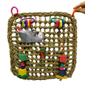 Natural straw woven parrot hammock 30x30x35cm in brown colour