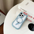 Transparent acrylic TPU phone case for IPhone 17 with magnetic suction, shown in black, blue, grey, and pink colours.
