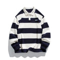 Men's striped pearl cotton polo shirt with lapel collar in Hong Kong style