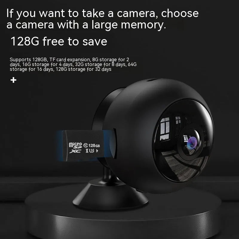 White 1080p wireless WIFI surveillance camera with a compact ABS housing and lens.