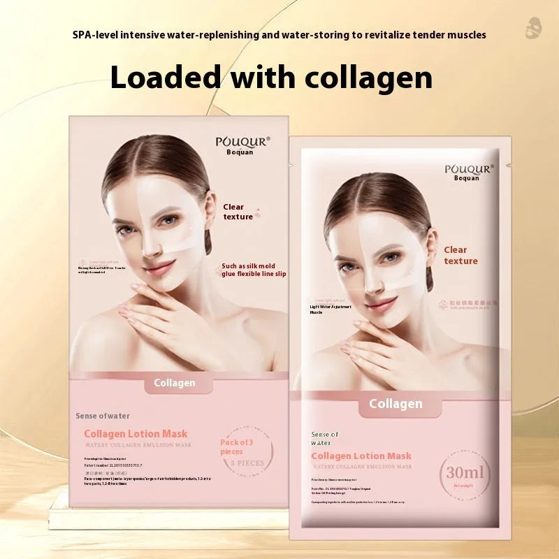 Collagen lotion mask box with water-sensitive facial sheet masks for ladies, suitable for neutral oily dry mixed skin 30ml each