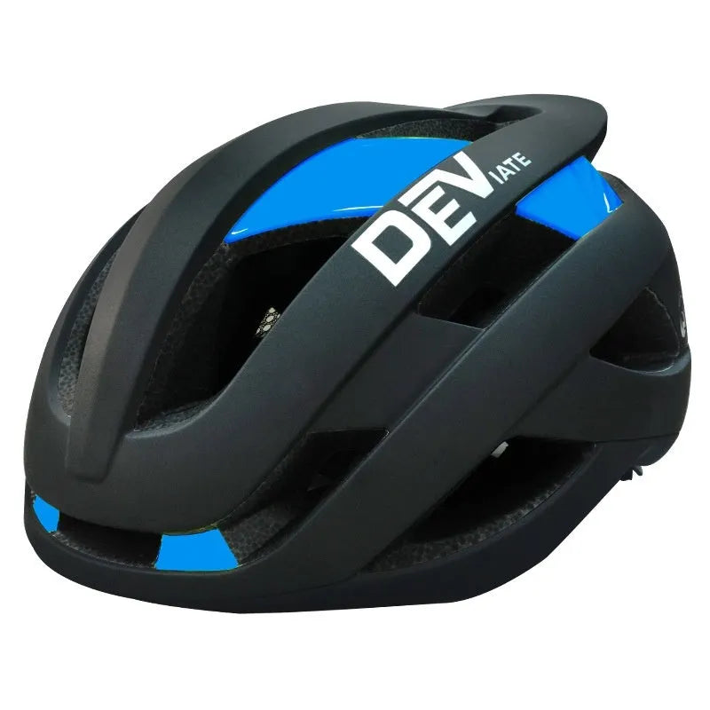 Matte black adult mountain bike helmet with coloured trim and integrated ventilation net, shown with adjustable head strap.