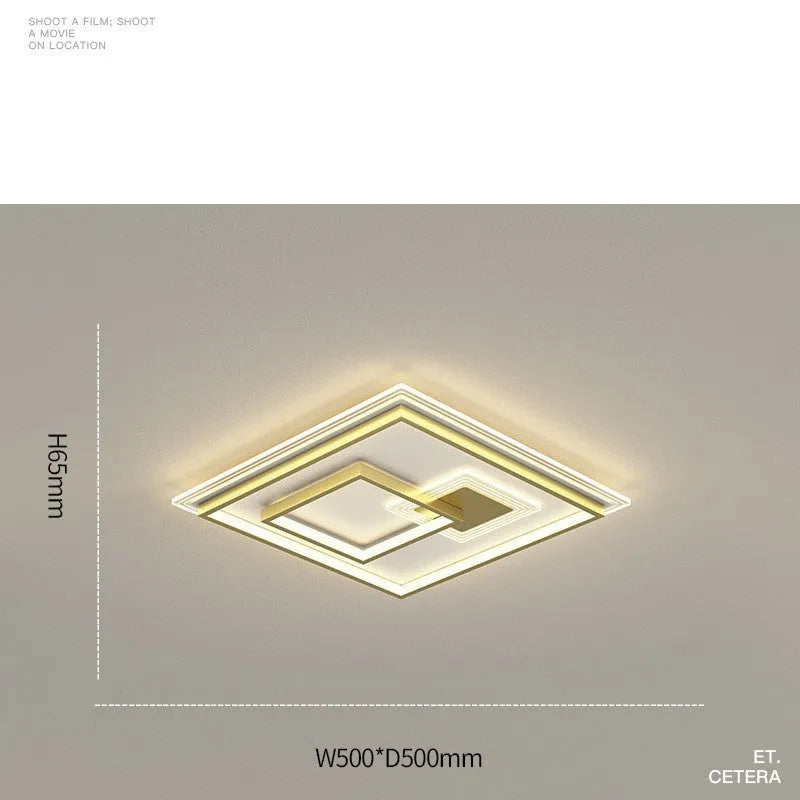 Modern simple rectangular LED ceiling light with black trim and stepless dimming for living room