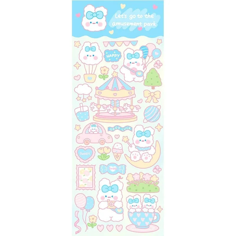 PVC waterproof cartoon stickers for agenda and notebook decoration in four style options