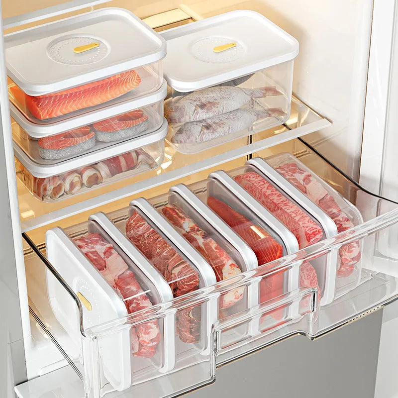 Food grade plastic refrigerator storage box in 370ML, 780ML, 950ML, and 1900ML capacities