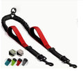 Hand-holding nylon dog rope for two large dogs, stretching double head and waist belt, available in multiple colours