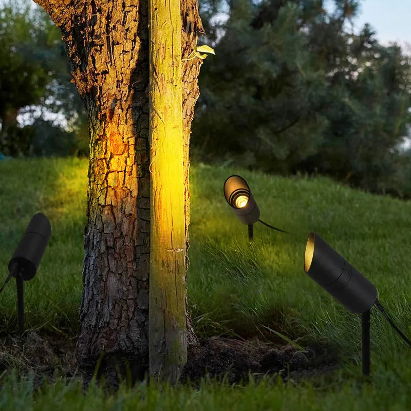 Aluminium outdoor ground lamp with integrated LED for garden and courtyard lighting.