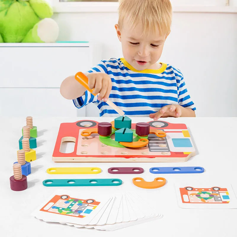 Wooden twist screw puzzle toy for children in tws-creative twist screw puzzle colour for early education colour matching