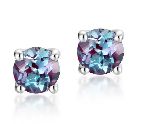 Cultivated Alexander stone ear studs in 925 silver with geometric round design