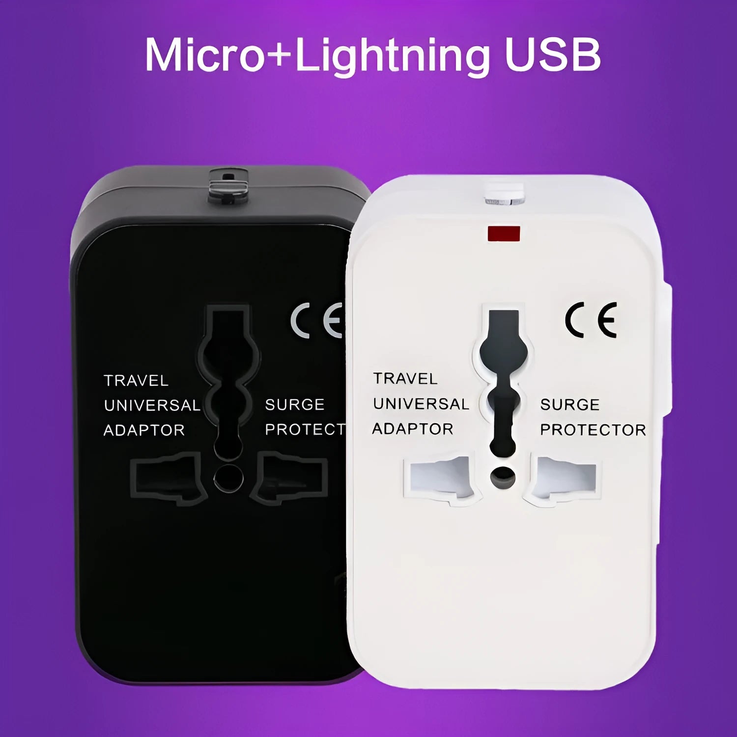 Universal travel adapter plug with USB charging port for international use