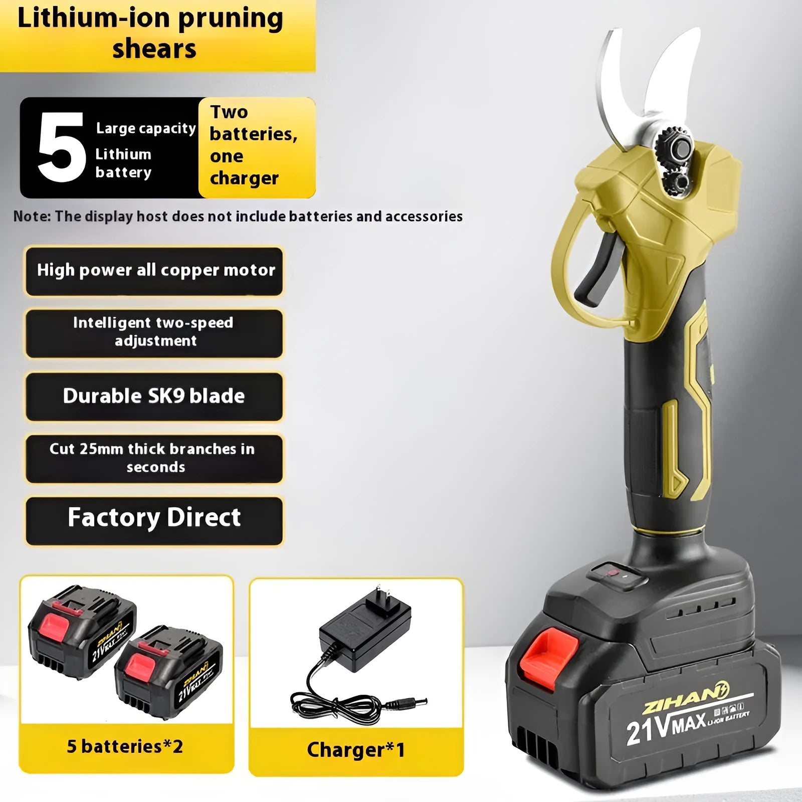 Electric pruning knife with lithium battery and plastic storage case for cutting branches