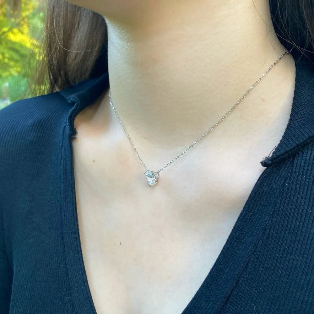 925 sterling silver heart-shaped zircon necklace platinum white diamond option electroplated finish women jewellery