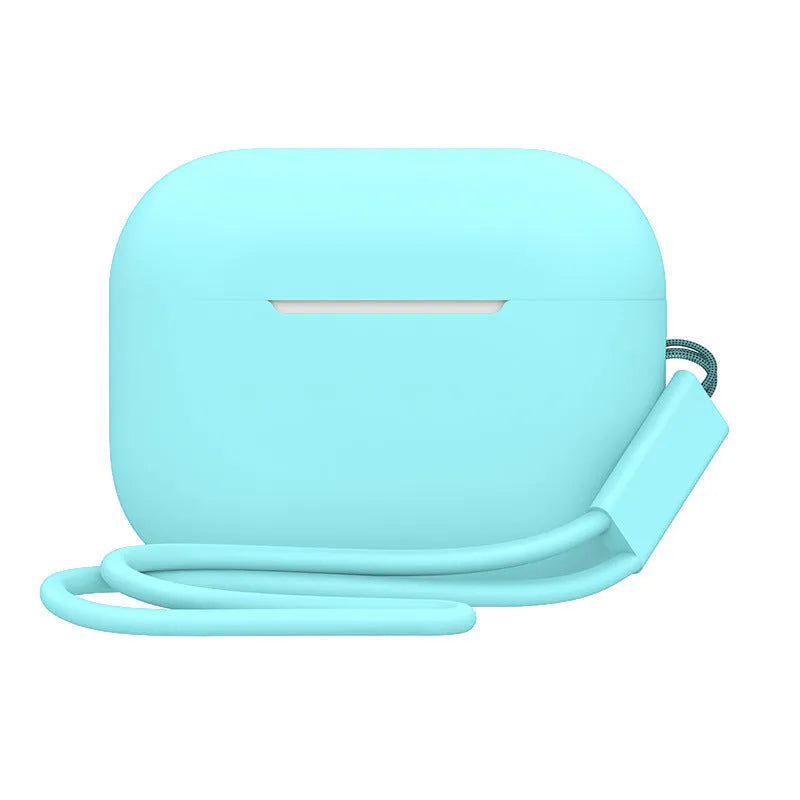 AirPods Pro 2 silicone protective case with lanyard in various solid colours showing precise fit and dimensions