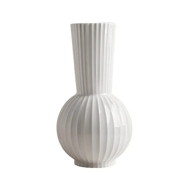 Ceramic ball vase with American country stripes and floral decoration for living room table