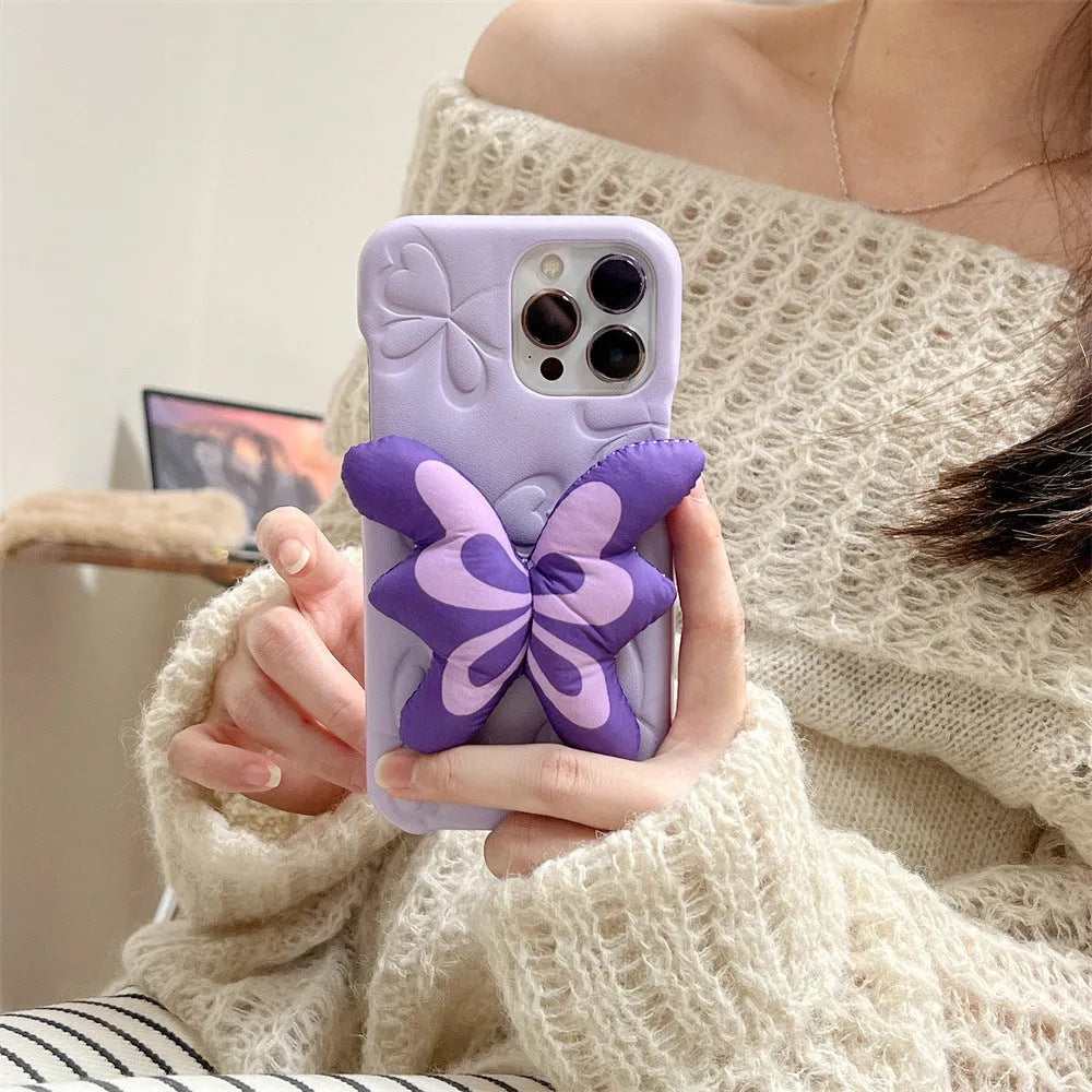 Blue 3D cartoon TPU back cover phone case with card slot for iPhone 11 to 15 Pro Max