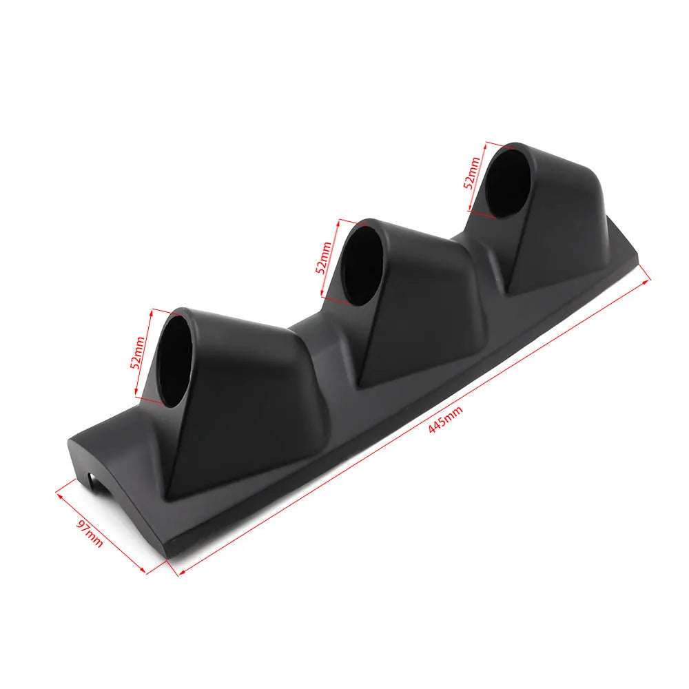 Black universal 52mm instrument stand with three-hole right-hand drive mounting bracket