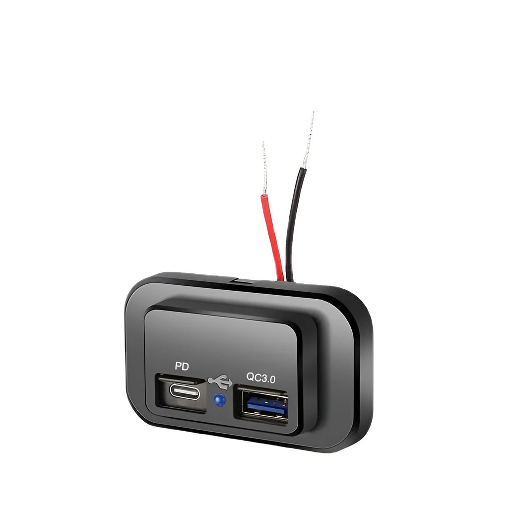 Black QC3.0 PD3.0 car fast charger with TYPE-C port for 36W device charging
