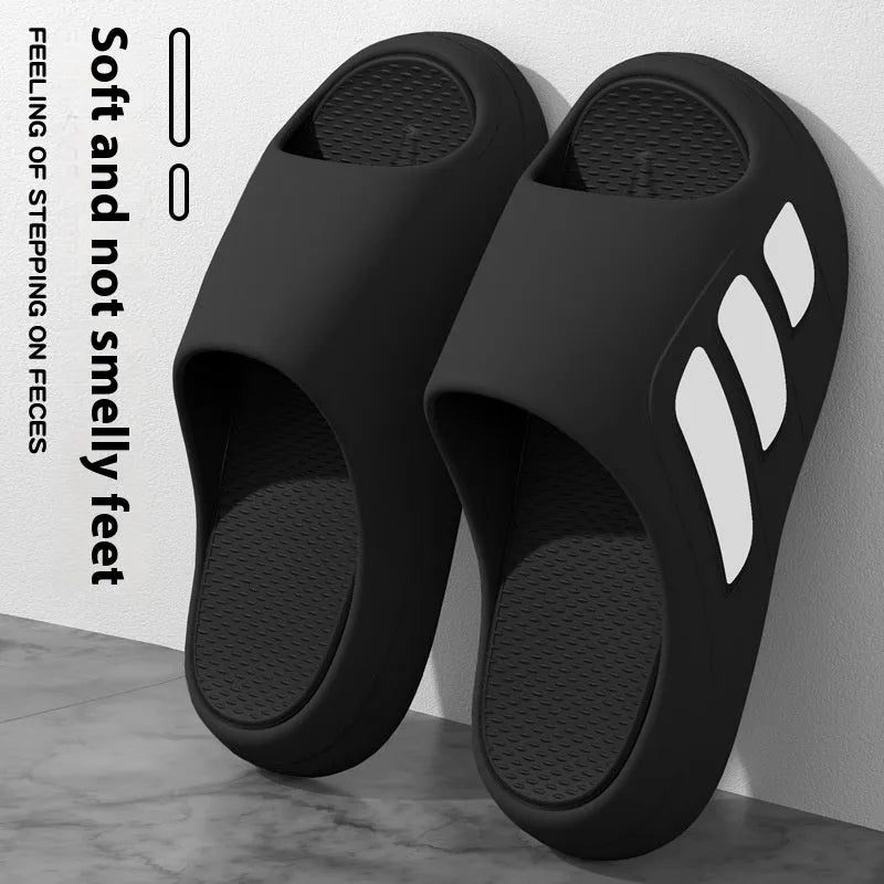 Men's brown platform slippers with EVA construction and injection moulded sole for indoor home use