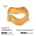 Stainless steel wide geometric wave ring with electroplated finish in Korean style colours
