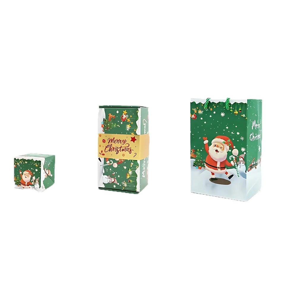 Creative surprise box birthday gift set with bounce boxes in Santa snowman design includes gift box and gift bag