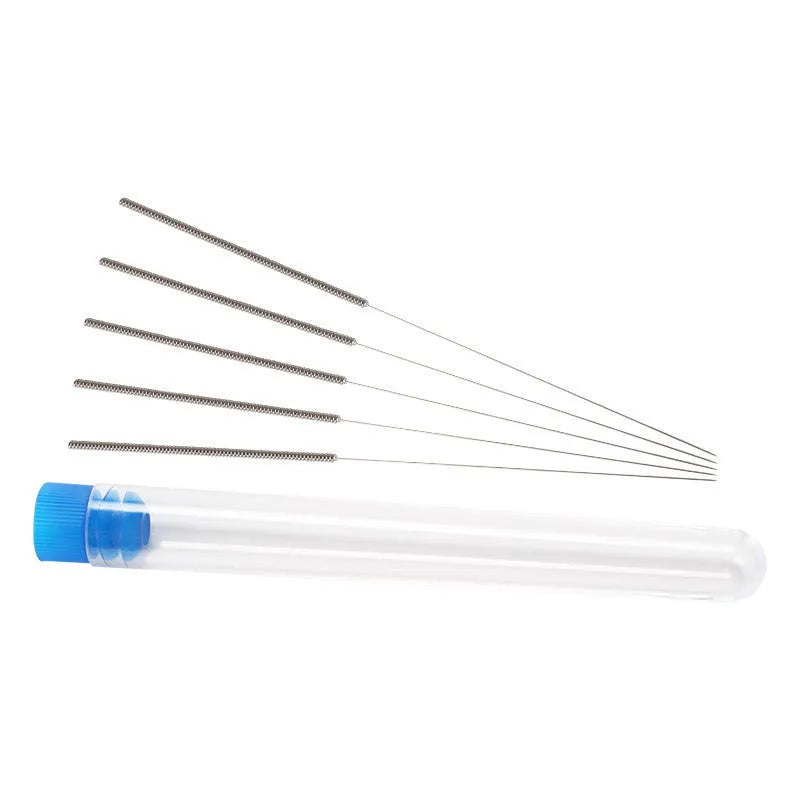 E3D Mk8 3D printer nozzle cleaning needle set with ten pieces in five different diameters from 0.2mm to 0.4mm