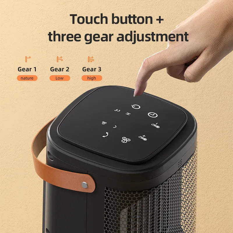 Hot and cold air heating radiator with remote control and touch screen interface, 157 x 253 mm electronic model