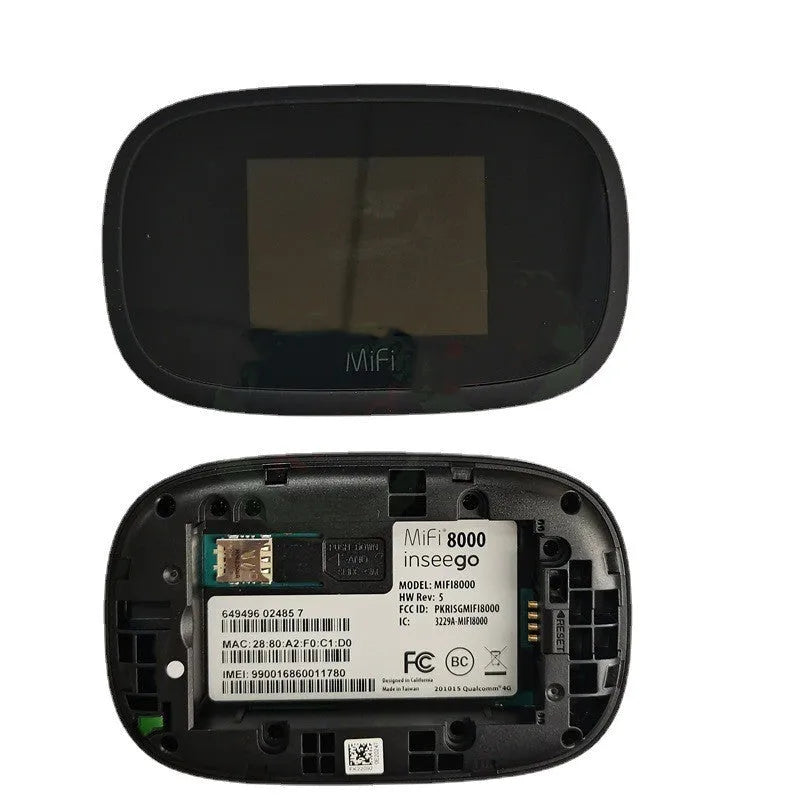 Black Mifi8000 portable 4G wireless router with compact design for mobile internet access.