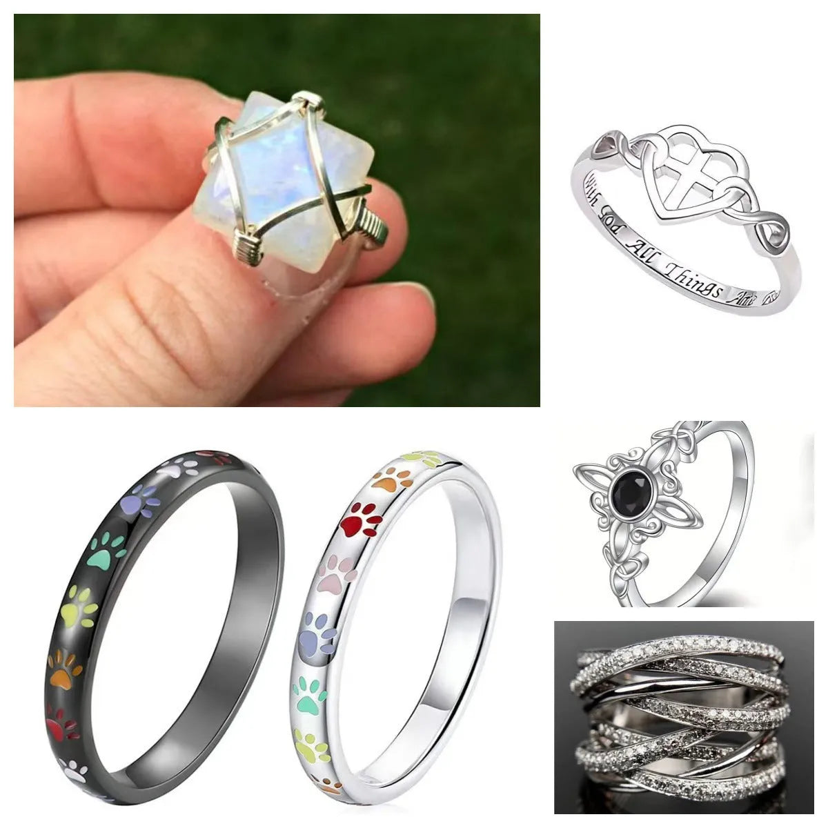 Unisex cross heart-shaped ring in environmentally friendly alloy, electroplated, sizes No.6 to No.10