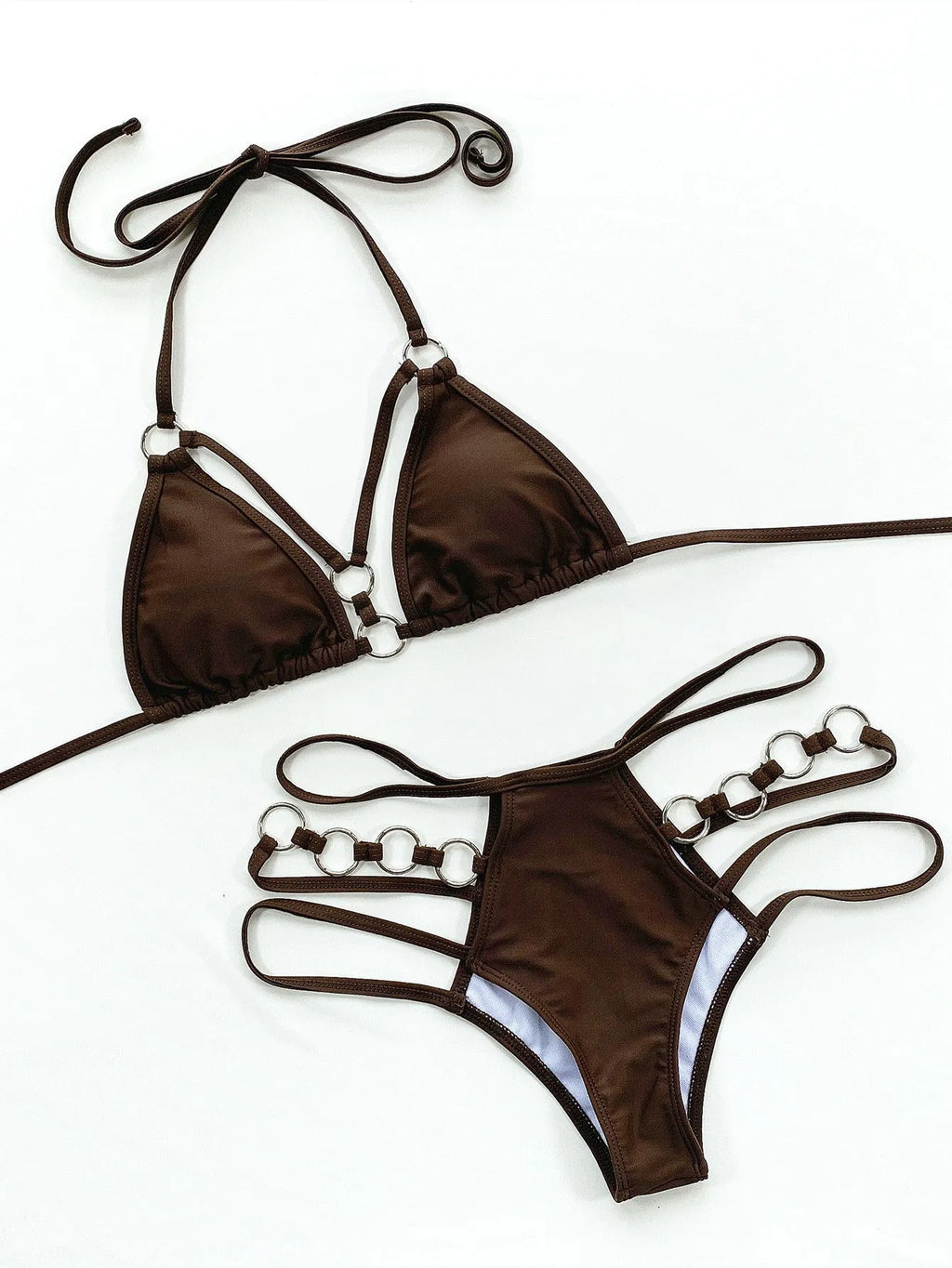 Women's separated nylon bikini set in multiple colours for swimming and wading