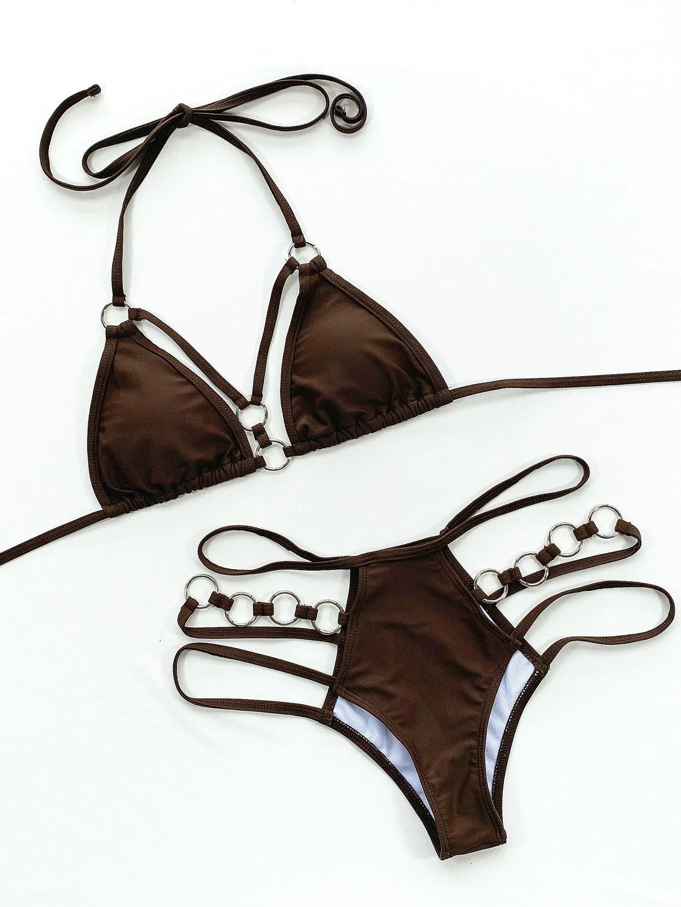 Women's separated nylon bikini set in multiple colours for swimming and wading