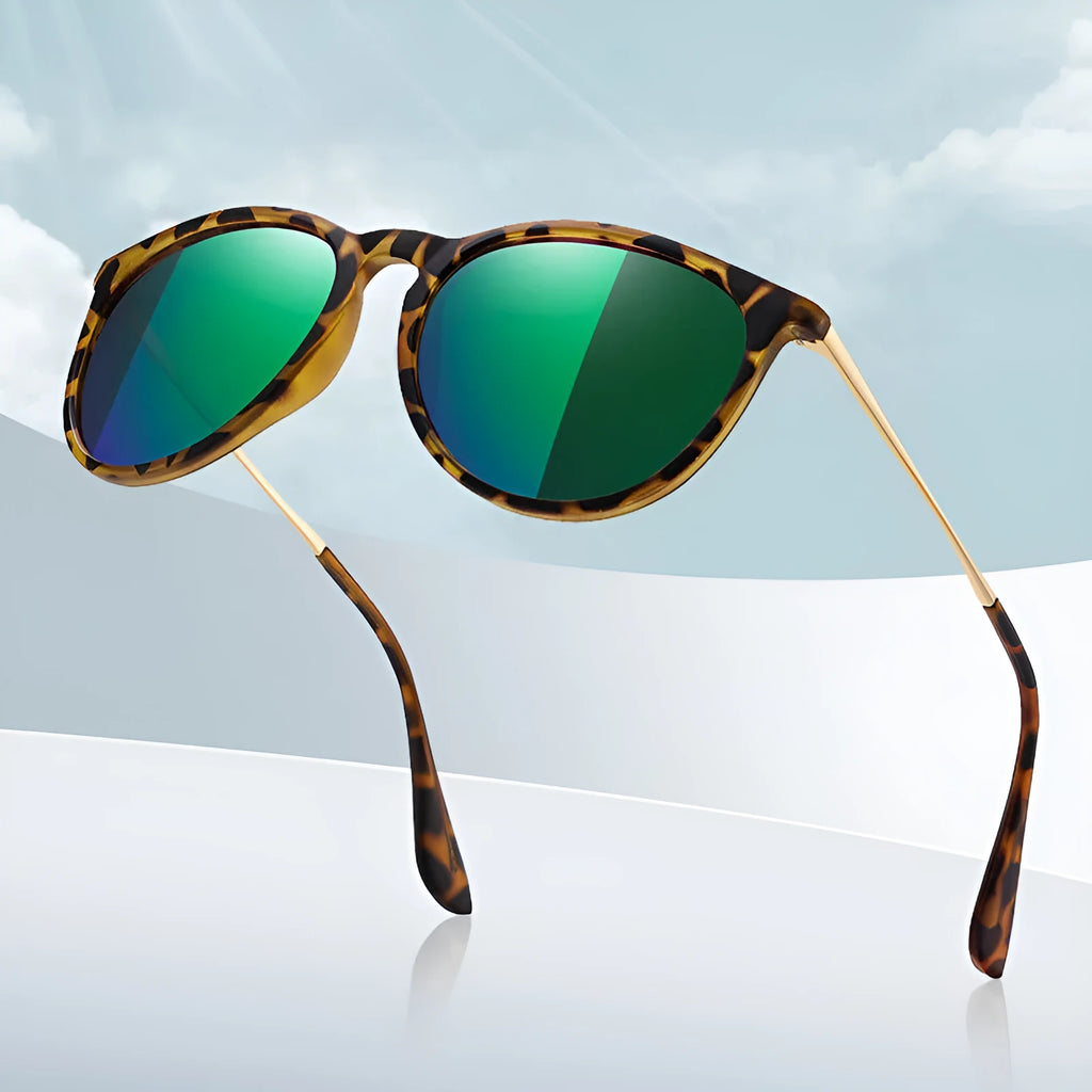 Fashion retro polarised sunglasses with UV400 protection and plastic full frame in C1 bright black with black grey lens