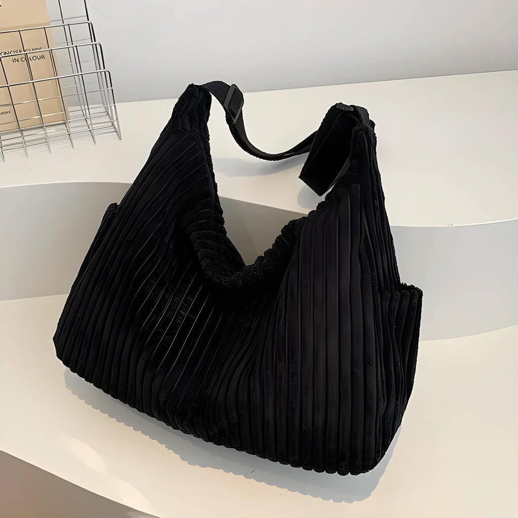 Corduroy crossbody bag in black, white or grey with single strap and sandwich pocket