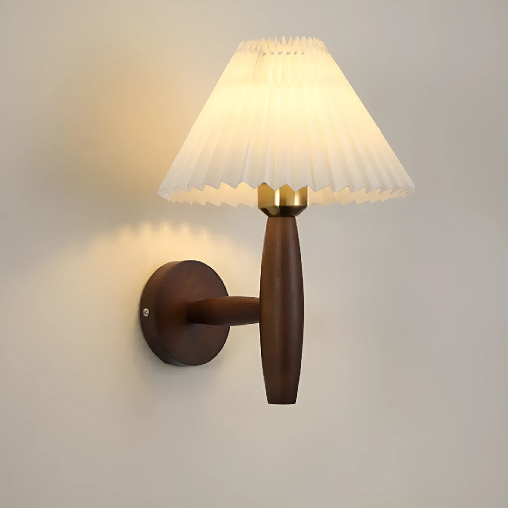 American retro wall lamp with walnut wood and fabric construction, wall-mounted design